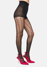 Lasting Lover Heart Print Tights