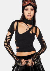 Modulation Cut Out Long Sleeve Top