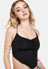 Black Knot Again Lace-Up Crop Top