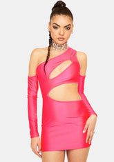 Bubblegum Bring It Up Satin Cutout Dress
