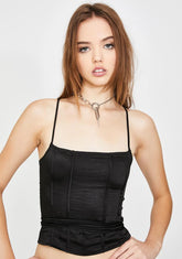 Black Cosey Lace-Up Corset Top