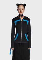 Black/Blue Multi Eyelet Hoodie