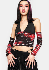 Distressed Mess Top And Arm Warmers