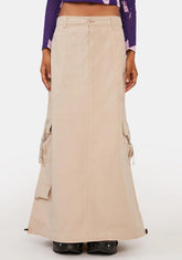 Aria Beige Cargo Maxi Skirt
