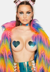 Space Mermaid 3D Holographic I Heart U Pasties