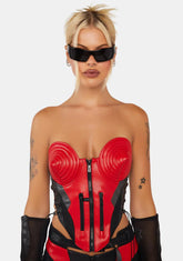 Red Moto Cone Corset Top