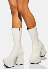White Magnolia Platform Boots