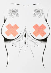 DK x Neva Nude Orange Holo Speckle Cross Pasties