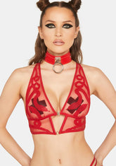 Red Medusa Embroidered Bralette