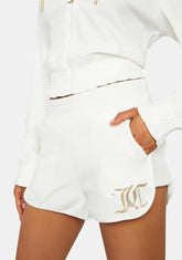 Cream Soda Monogram Velour Retro Shorts