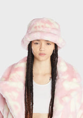 Pink Dick Dollar Monogram Faux Fur Bucket Hat