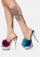 Night Of My Life Fluffy Clear Platform Heels
