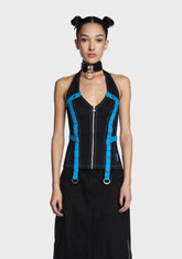 Black/Blue Multi Eyelet Corset Top