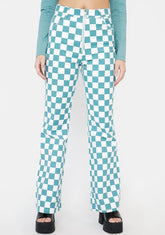 Teal Checkered Sass Flares