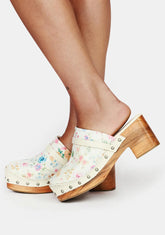 Ivory Floral Calabasas Clogs