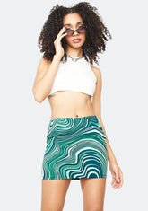 70s Ripple Green Ima Mini Skirt