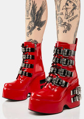 Red Amalfi Buckle Boots
