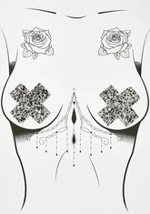 Silver Chunky Glitter Cross Pasties