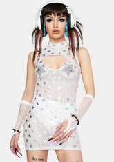Holo Stars Mesh Mini Dress