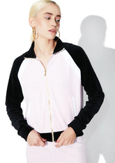 Velour Color Blocked Zip Up