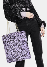Lilac Leopard Fluffy Bag
