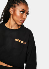 Hey Boo Cropped Crewneck Sweatshirt