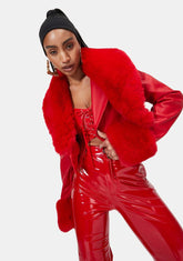 Red Giselle Faux Fur Coat