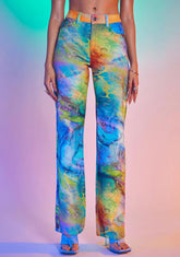 Mix Fairy Print Low Rise Bootcut Jeans