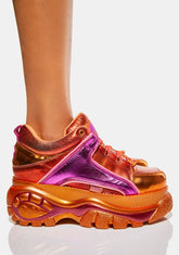 Orange Metallic Classic Low Platform Sneakers