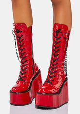 Red Holographic Purgatory Platform Boots