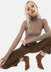 Dark Mink Mesh Turtleneck