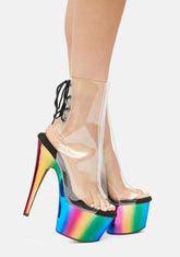 Rainbow Chrome Adore Platform Heels