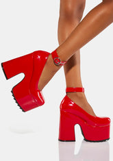 Red Power Trip Chunky Platform Heels