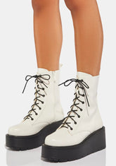 White Talos Platform Combat Boots