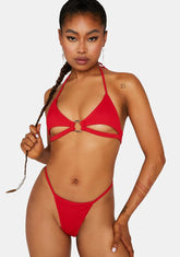 Red Cleo Cut Out Bikini Set