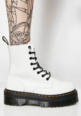 White Jadon 8 Eye Boots