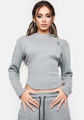 Heather Grey Corset Pullover Hoodie