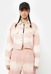 Pink Tones Tie Dye Boxy Denim Jacket
