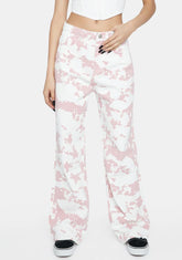 Pink & White Wide Leg Pants