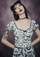 Spirit World Moth Print Mesh Top