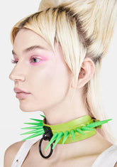 Green Powerpunk Spiked Collar