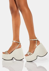 White Ramsey Platform Heels