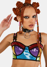 Rainbow Runner Glitter Bra Top