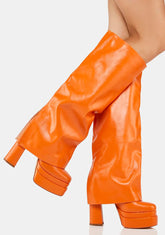 Orange Invisible Foldover Boots