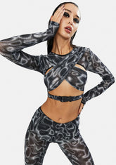 Ripple Effect Mesh Crop Top