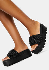 Ink Totally True Platform Woven Slides