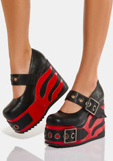 Red Flame New Me Platform Mary Janes