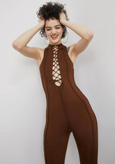 Drive Me Wild Lace-Up Jumpsuit