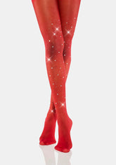 Cherry Ring The Bling Sheer Rhinestone Tights