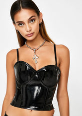 Lavish Black Vinyl Bustier